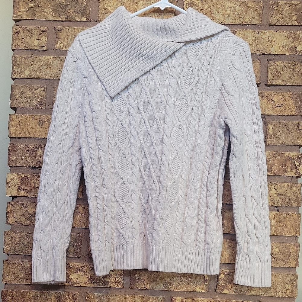 Jeanne Pierre Women's Cable Knit Sweate Cotton Cream Size Large